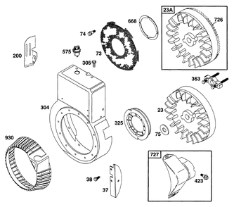 Blower Hsg, Flywheel Diagram and Parts List for 171432-0301-XX  Briggs and Stratton Engine